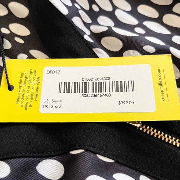 Karen Millen Black White Cheetah Animal Print Long Sleeve Midi Dress Size 4 NWT - Picture 7 of 13